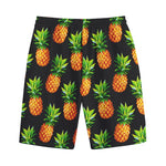 Black Pineapple Pattern Print Cotton Shorts