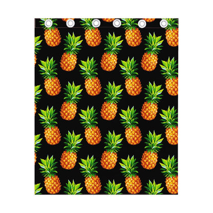 Black Pineapple Pattern Print Curtain