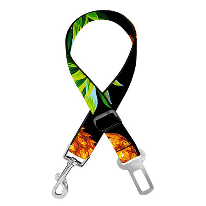 Black Pineapple Pattern Print Dog Seat Belt
