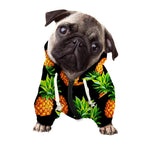 Black Pineapple Pattern Print Dog Zip Up Hoodie