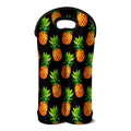 Black Pineapple Pattern Print Double Neoprene Wine Tote