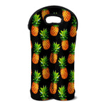 Black Pineapple Pattern Print Double Neoprene Wine Tote