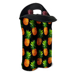 Black Pineapple Pattern Print Double Neoprene Wine Tote