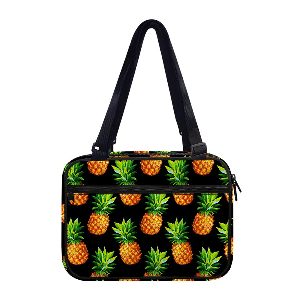 Black Pineapple Pattern Print Double Strap Bible Bag