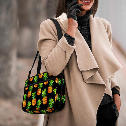 Black Pineapple Pattern Print Double Strap Bible Bag