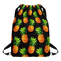 Black Pineapple Pattern Print Drawstring Backpack