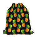 Black Pineapple Pattern Print Drawstring Bag