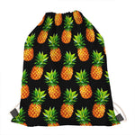 Black Pineapple Pattern Print Drawstring Bag