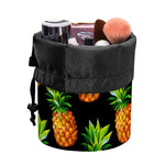 Black Pineapple Pattern Print Drawstring Makeup Bag