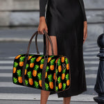 Black Pineapple Pattern Print Duffle Bag
