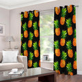 Black Pineapple Pattern Print Extra Wide Grommet Curtains