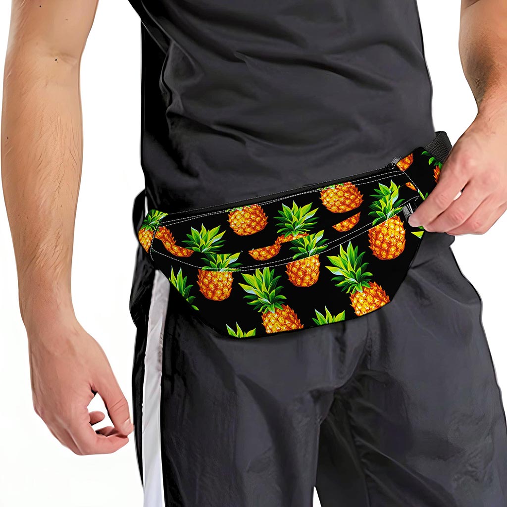 Black Pineapple Pattern Print Fanny Pack