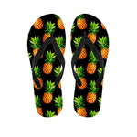 Black Pineapple Pattern Print Flip Flops
