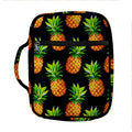 Black Pineapple Pattern Print Front Pocket Bible Bag