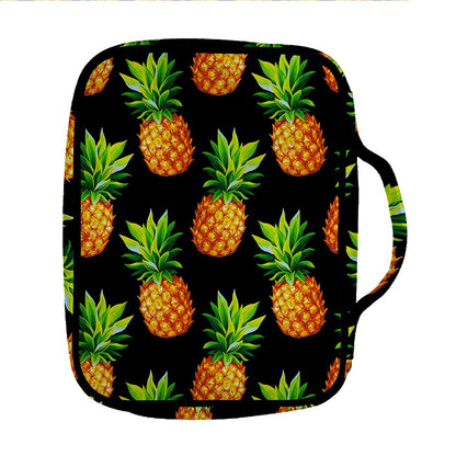 Black Pineapple Pattern Print Front Pocket Bible Bag