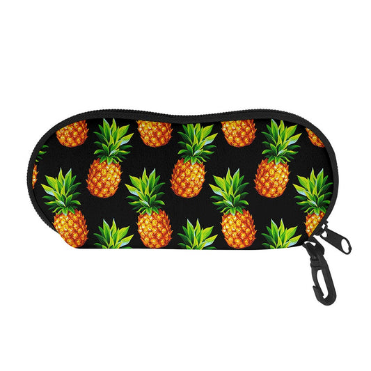 Black Pineapple Pattern Print Glasses Case