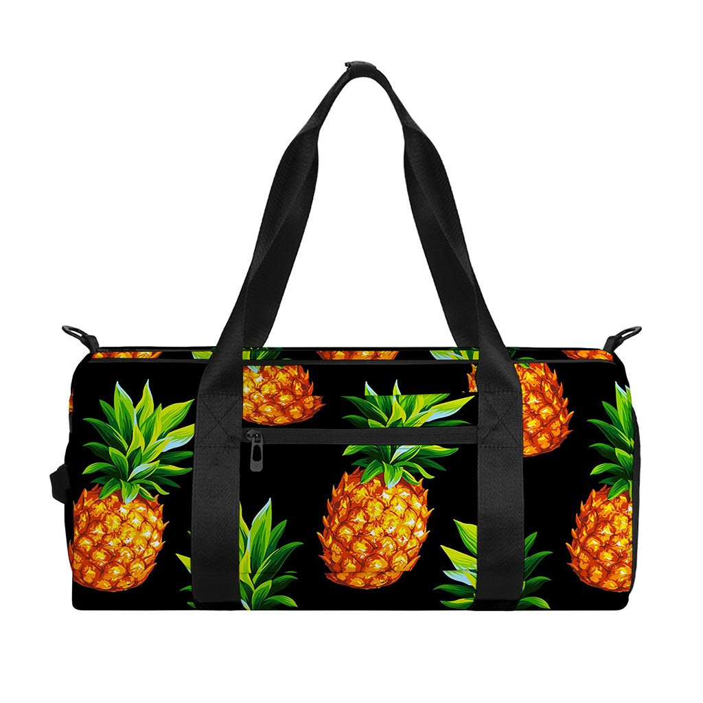 Black Pineapple Pattern Print Gym Bag