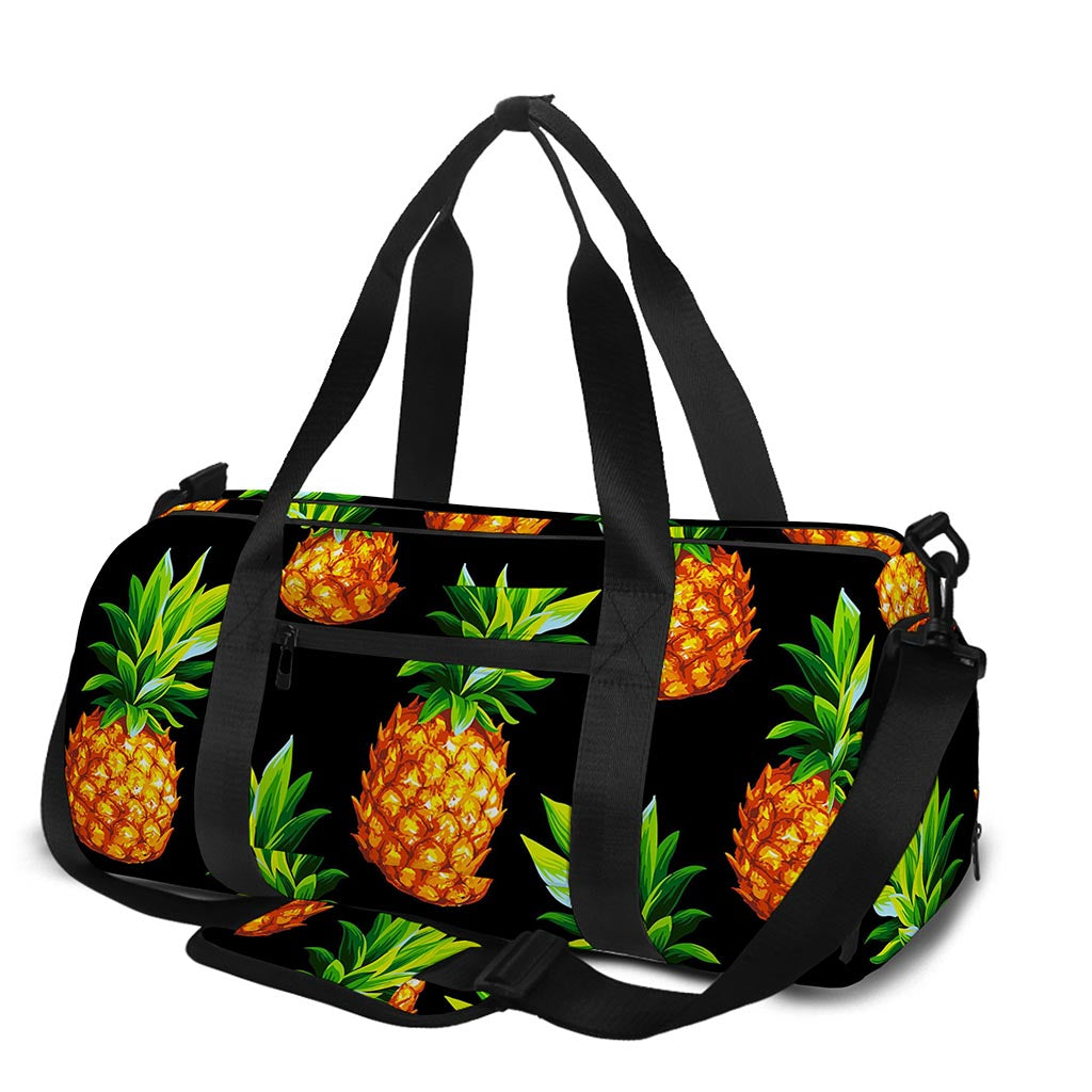 Black Pineapple Pattern Print Gym Bag