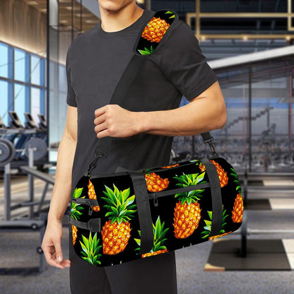 Black Pineapple Pattern Print Gym Bag