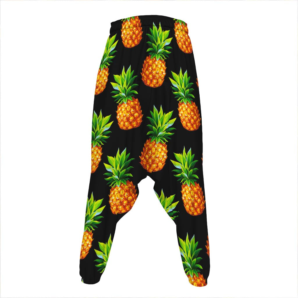 Black Pineapple Pattern Print Hammer Pants