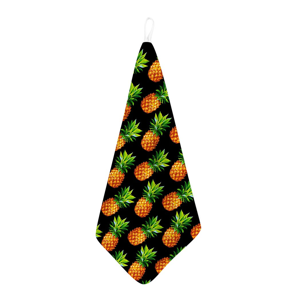 Black Pineapple Pattern Print Hand Towel