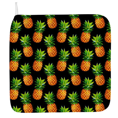 Black Pineapple Pattern Print Hand Towel
