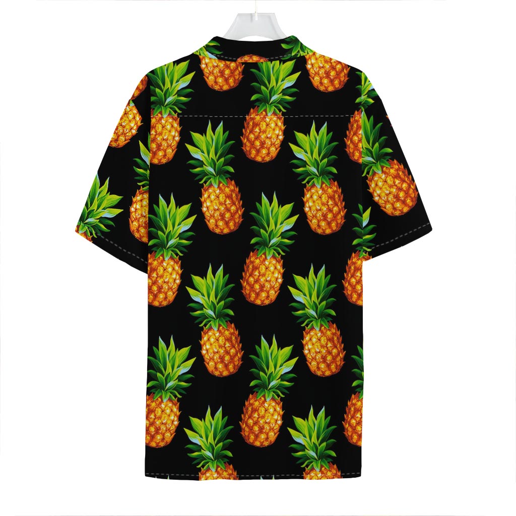 Black Pineapple Pattern Print Hawaiian Shirt