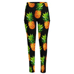 Black Pineapple Pattern Print High-Waisted Pocket Leggings