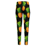 Black Pineapple Pattern Print High-Waisted Pocket Leggings