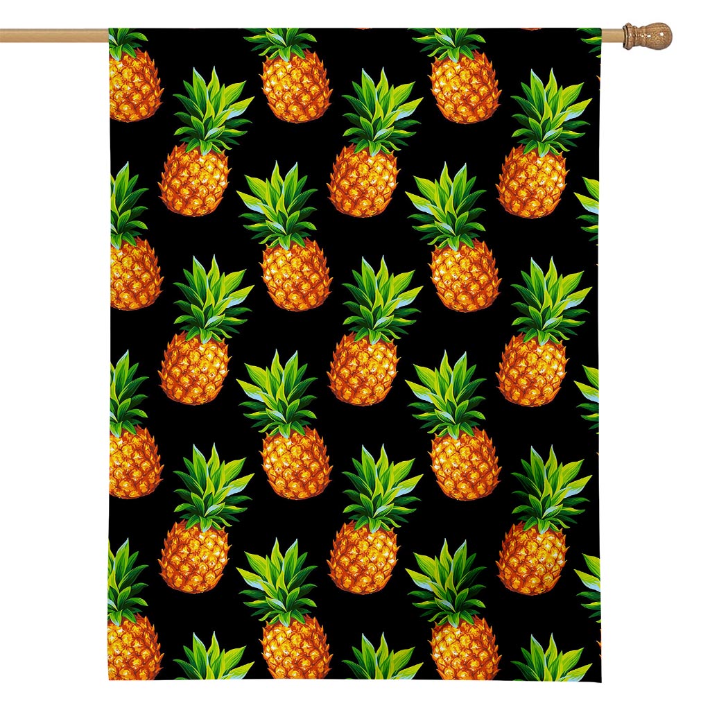 Black Pineapple Pattern Print House Flag