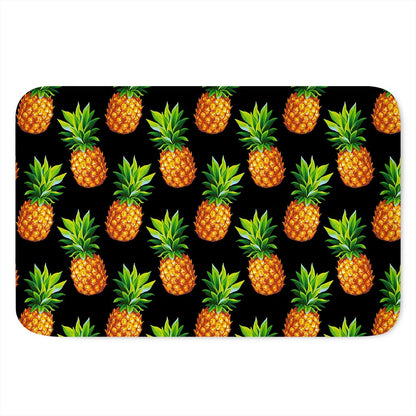 Black Pineapple Pattern Print Indoor Door Mat
