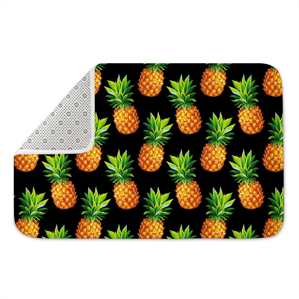 Black Pineapple Pattern Print Indoor Door Mat