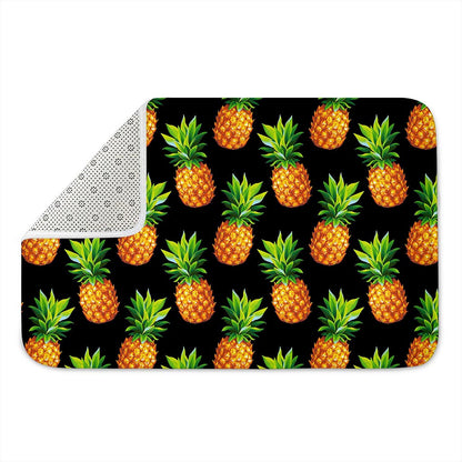 Black Pineapple Pattern Print Indoor Door Mat