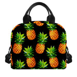 Black Pineapple Pattern Print Insulated Lunch Bag