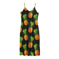 Black Pineapple Pattern Print Jersey Midi Cami Dress