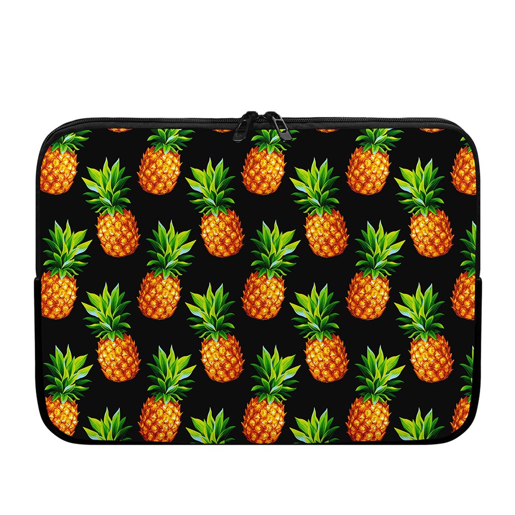 Black Pineapple Pattern Print Laptop Sleeve