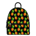 Black Pineapple Pattern Print Leather Backpack