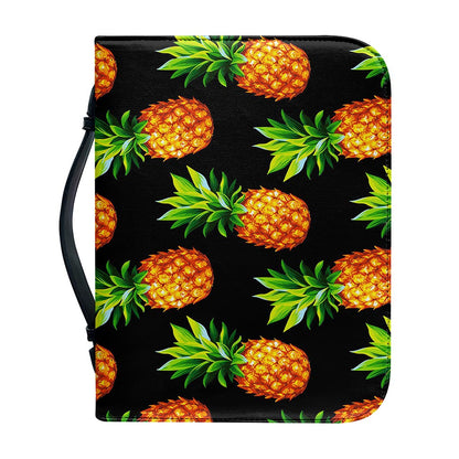 Black Pineapple Pattern Print Leather Bible Cover