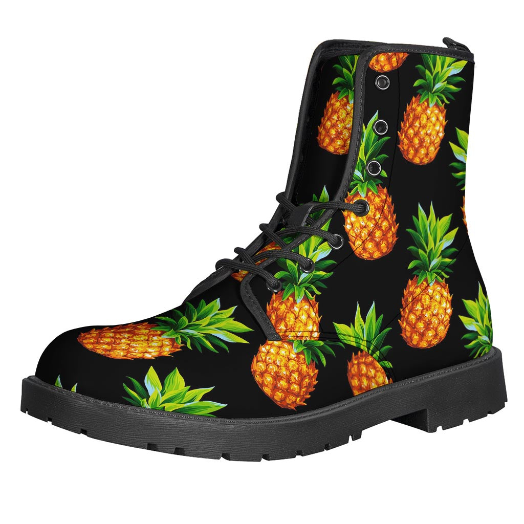 Black Pineapple Pattern Print Backpack