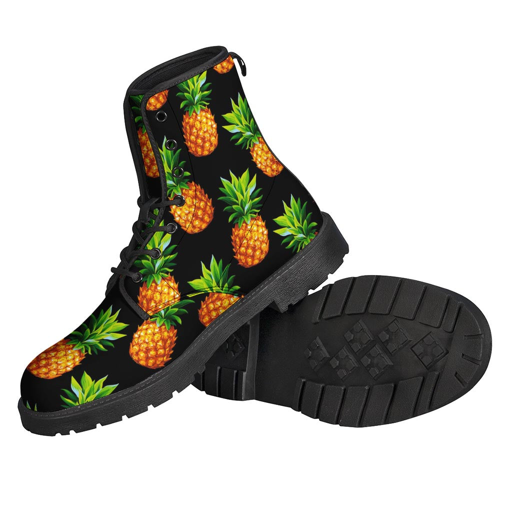 Black Pineapple Pattern Print Backpack