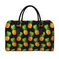 Black Pineapple Pattern Print Leather Duffel Bag