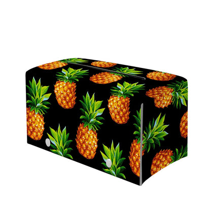 Black Pineapple Pattern Print Leather Tissue Box Cover