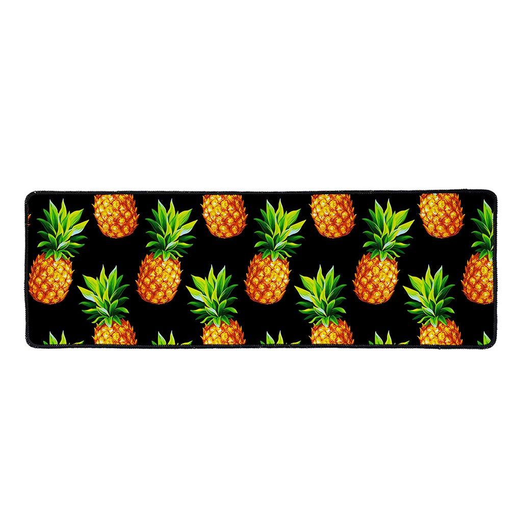 Black Pineapple Pattern Print Long Kitchen Mat
