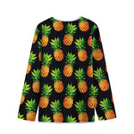 Black Pineapple Pattern Print Long Sleeve Short Coat