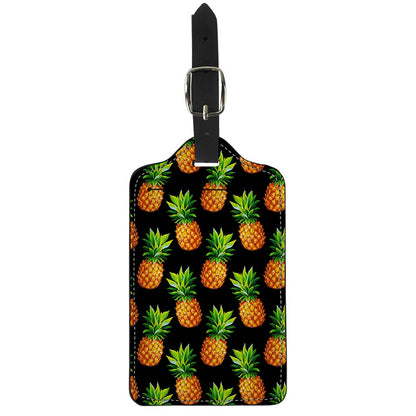 Black Pineapple Pattern Print Luggage Tag