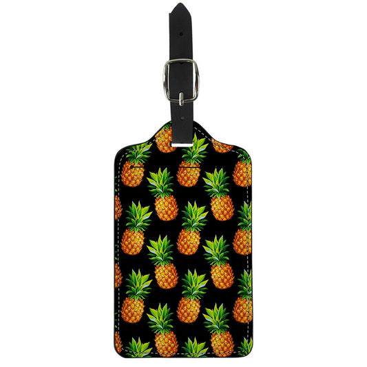 Black Pineapple Pattern Print Luggage Tag