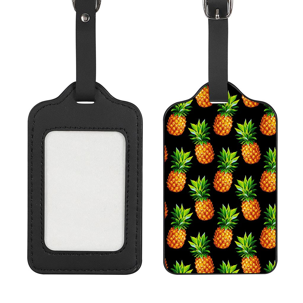 Black Pineapple Pattern Print Luggage Tag