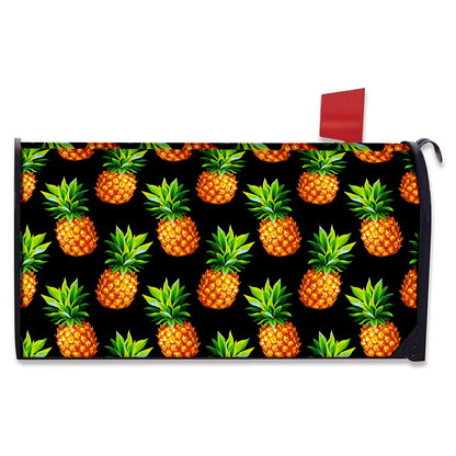 Black Pineapple Pattern Print Mailbox Cover