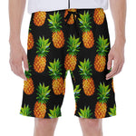 Black Pineapple Pattern Print Men's Beach Shorts