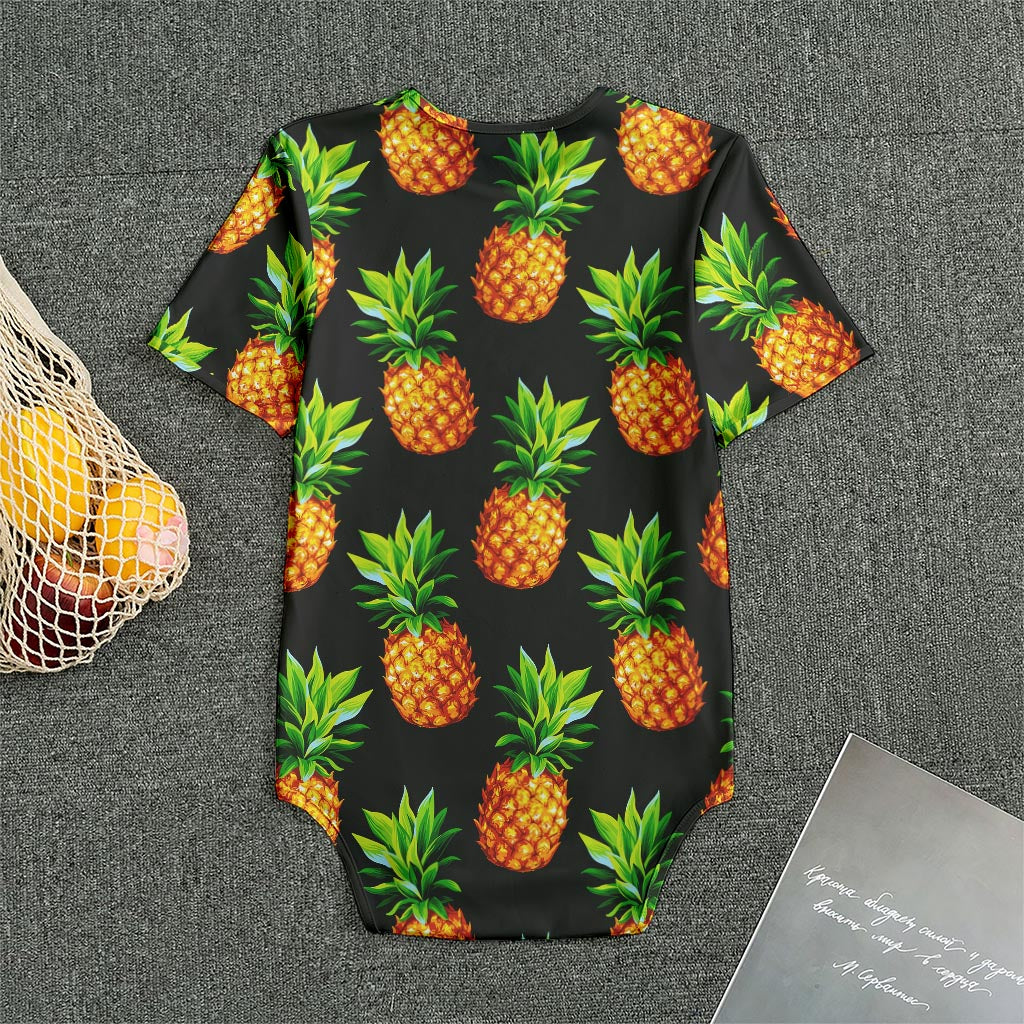 Black Pineapple Pattern Print Men's Bodysuit